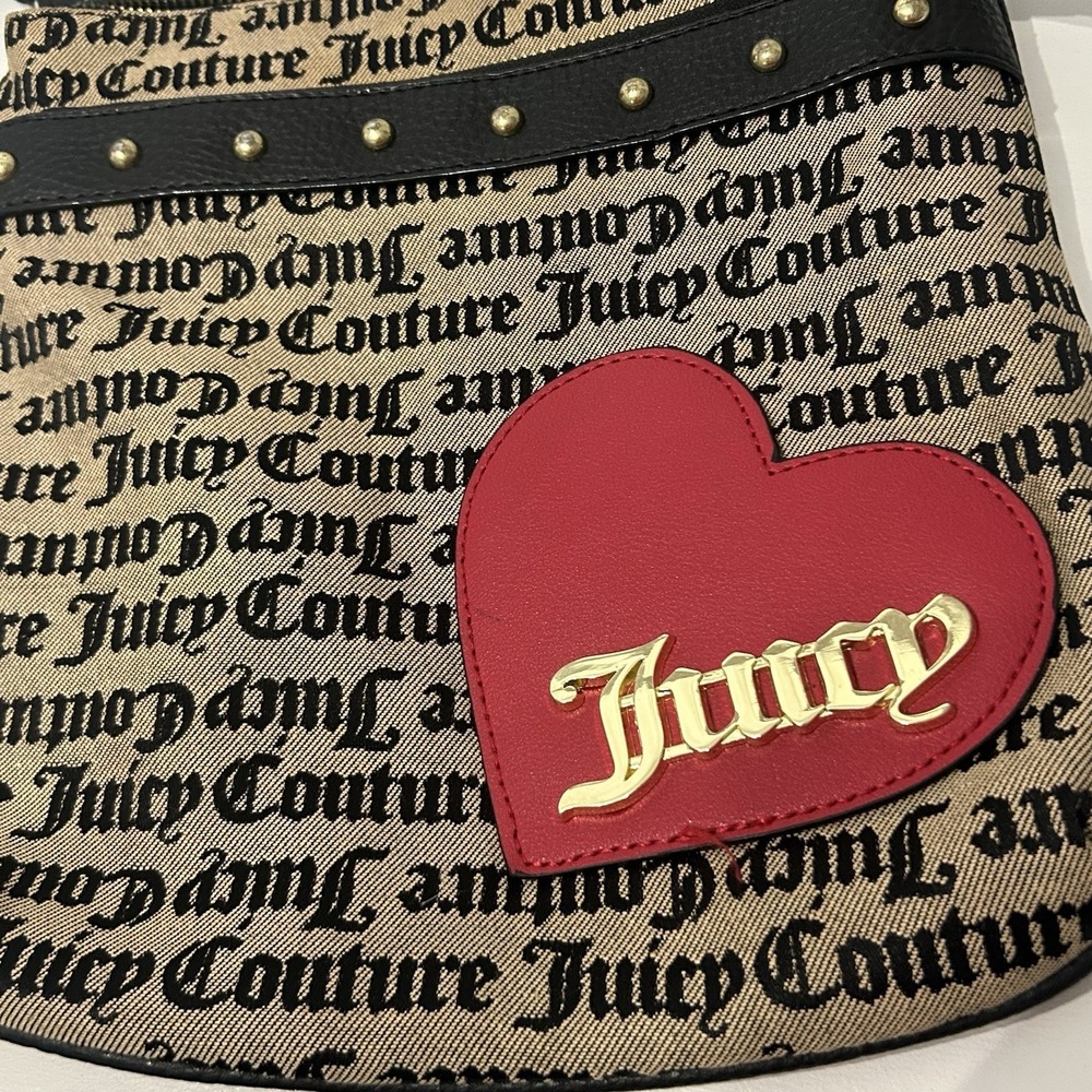 Y2K Juicy Couture Embellished Purse Crossbody Bag Logo Heart Gold Hardware Bling - Picture 16 of 16